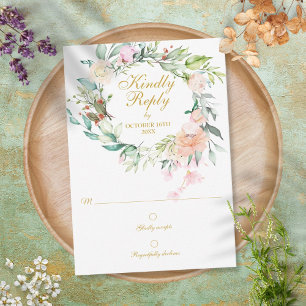 Watercolour Roses Greenery Floral RSVP Card