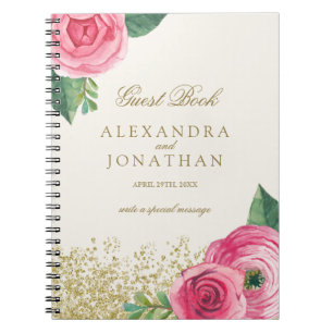 Watercolour Roses Wedding Guest Book