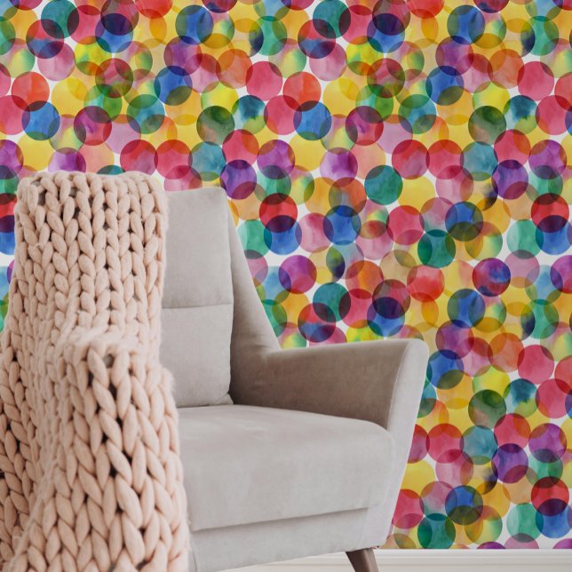 Watercolour Round Ink Dot Spotty Pattern Wallpaper (Watercolour Round Ink Dot Spotty Pattern Wallpaper from Ricaso. Fun bold colorful trend home decor)