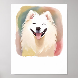 Watercolour Samoyed Dog Sticker1 Poster