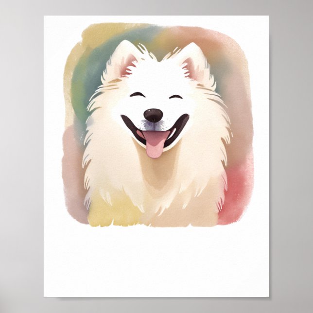 Watercolour Samoyed Dog Sticker1  Poster (Front)