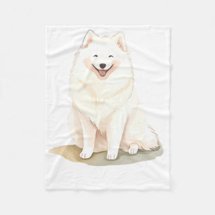 Watercolour Samoyed Dog Sticker3 Fleece Blanket