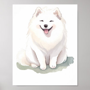 Watercolour Samoyed Dog Sticker4 Poster