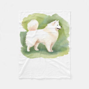 Watercolour Samoyed Dog Sticker Fleece Blanket
