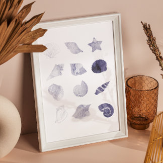 Watercolour Sea Shell Nautical Art Poster