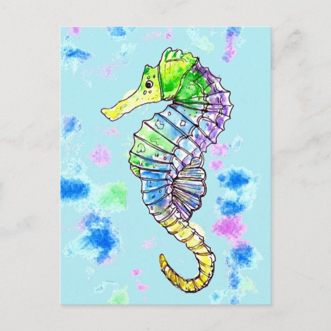 Watercolour Seahorse Postcard (Front)
