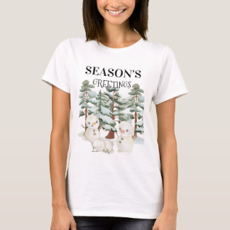 Watercolour Snowmen Scene  T-Shirt
