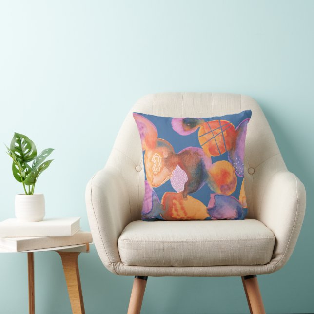 Watercolour splodges, soft colours, abstract cushion (Chair)