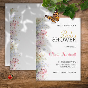 Watercolour Spring Flower Baby Shower Invitation