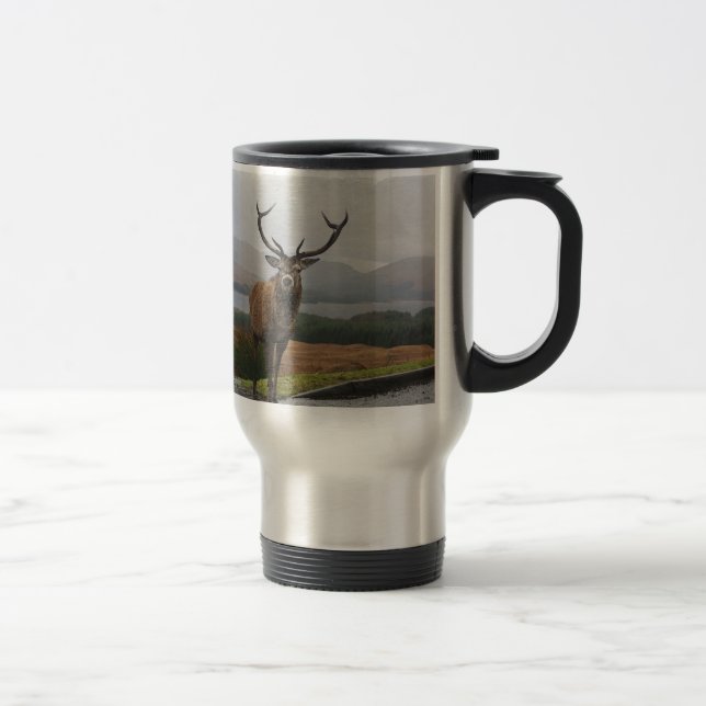 Watercolour Stag Travel Mug (Right)