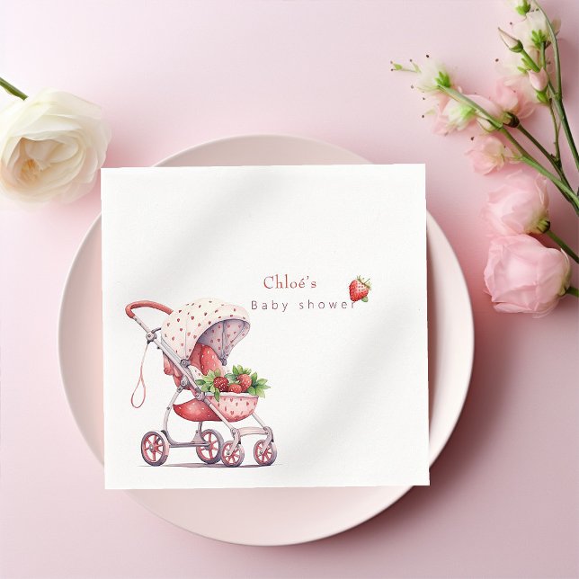 Watercolour Strawberry baby shower  Napkin (Creator Uploaded)