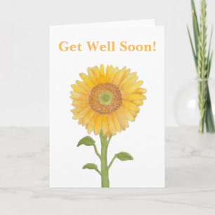 Watercolour Sunflower Get Well Soon Greeting Cards