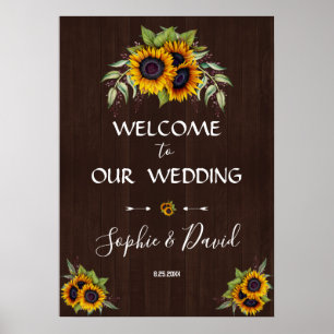 Watercolour Sunflowers Wood  Welcome Wedding Sign