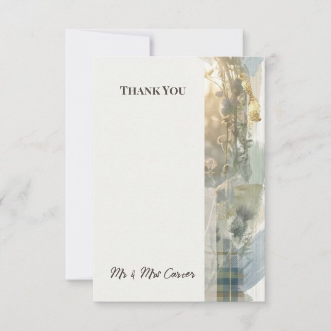 Watercolour Tartan Thank You Card (Front)