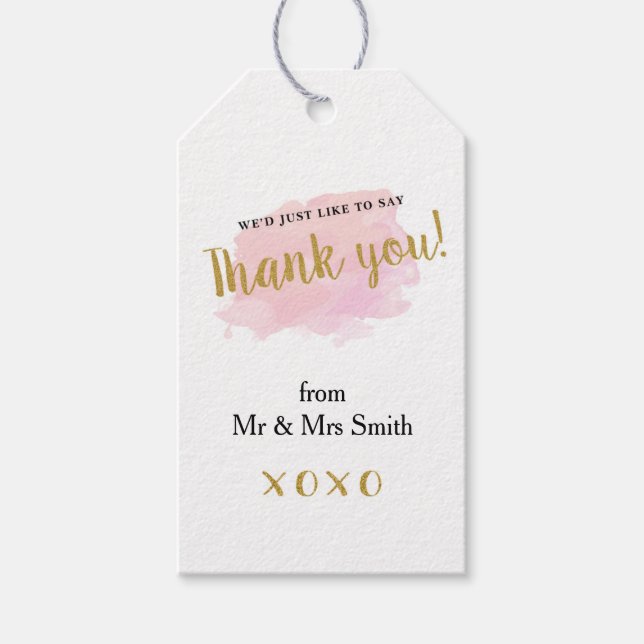 Watercolour Thank You Gift Tags (Front)