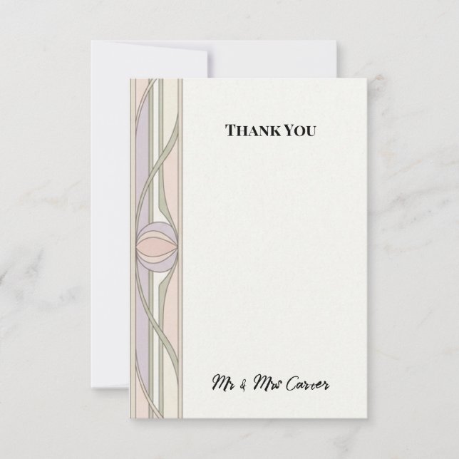 Watercolour Thistle Scottish Wedding Thank You Car Card (Front)