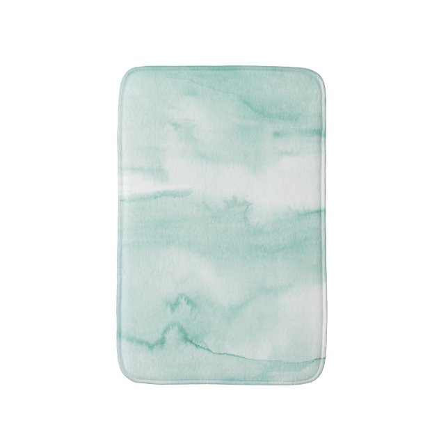Watercolour Tie Dye Pastel Green Mint Bath Mat (Front Vertical)
