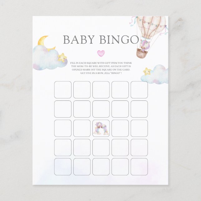 Watercolour Unicorn and Rainbow Baby Shower Game (Front)