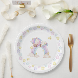 Watercolour unicorn baby shower  paper plate