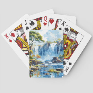 Watercolour Waterfall Victoria Falls Nature Playing Cards