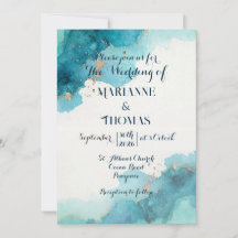 Watercolour wave - wedding Invitation