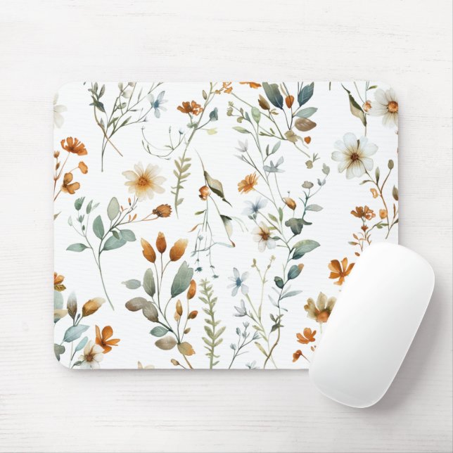  Watercolour wild flower Boho style Mouse Pad (With Mouse)