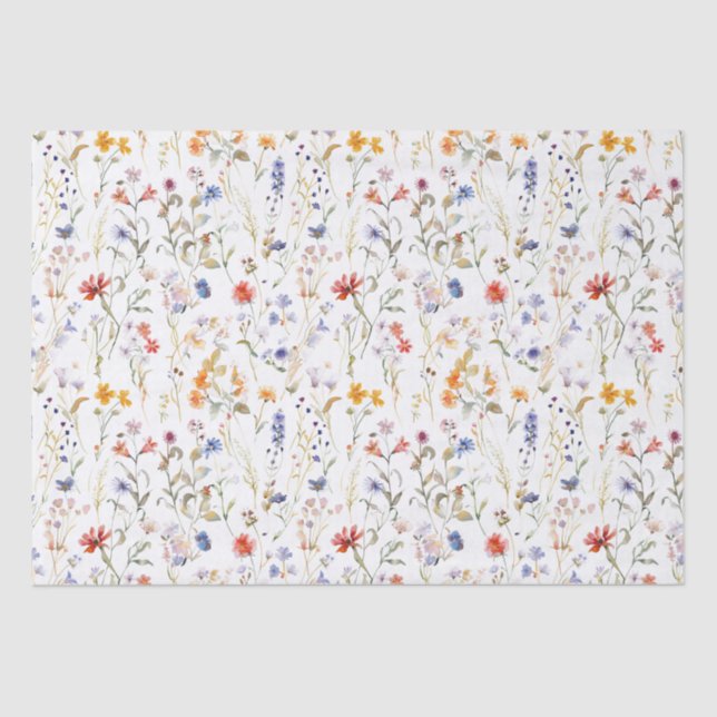 Watercolour wild flower Small Business Packaging Tissue Paper (Front)