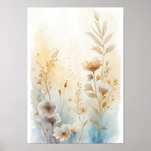 Watercolour Wildflower Botanical Art Poster Soft