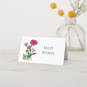 Watercolour Wildflower Place Card
