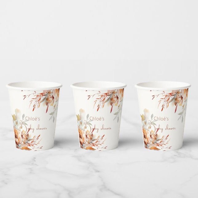 Watercolour wildflowers baby shower  paper cups (Multi)