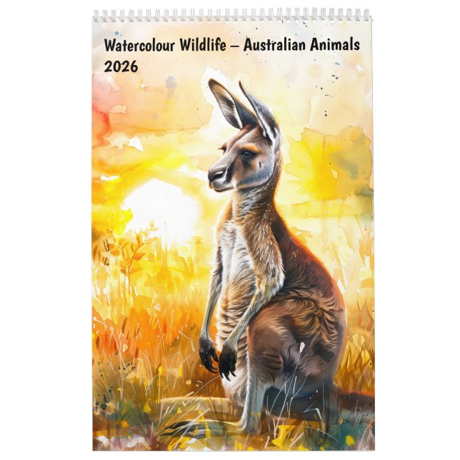 Watercolour Wildlife – Australian Animals 2026 Calendar (Cover)