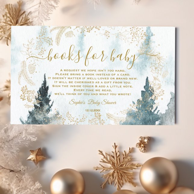 Watercolour Winter Scenery Gold Books For Baby Enclosure Card (Creator Uploaded)