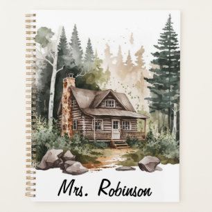 Watercolour Woodland Pine Tree Monthly and Weekly Planner