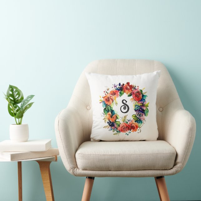 Watercolour Wreath  Cushion (Chair)