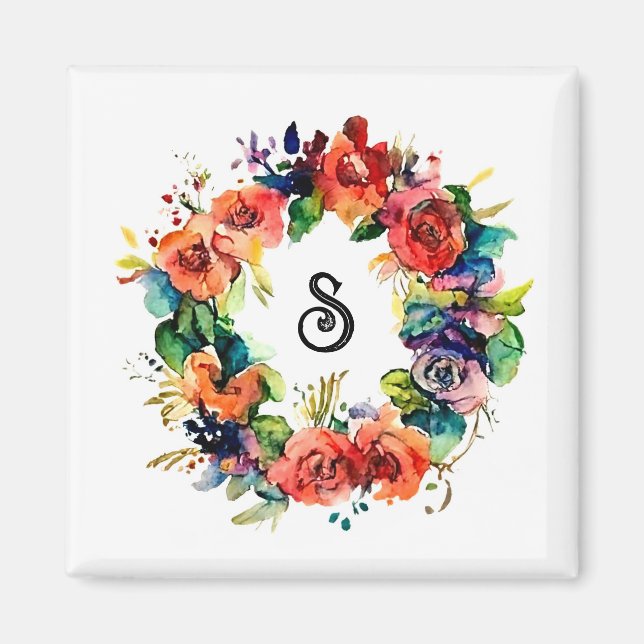 Watercolour Wreath  Magnet (Front)