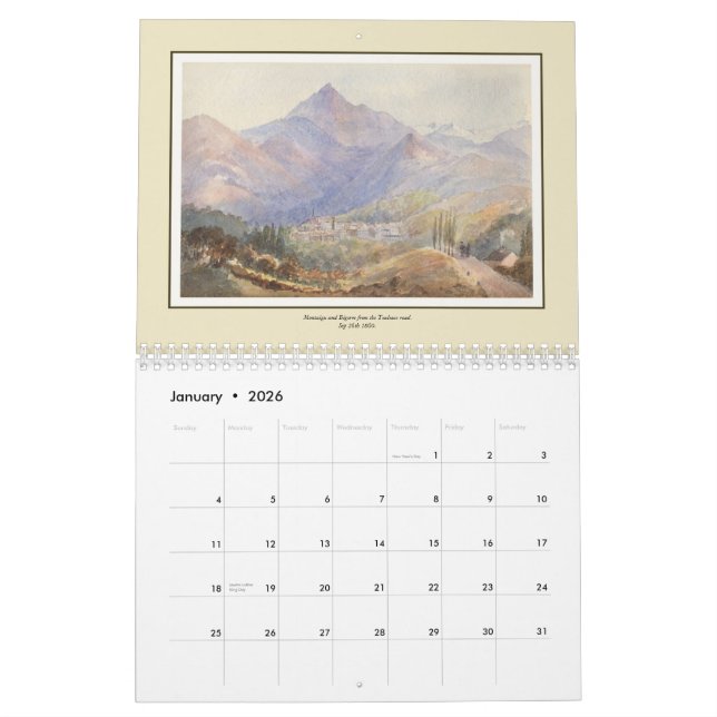 Watercolours of a Victorian Lady Calendar (Jan 2026)