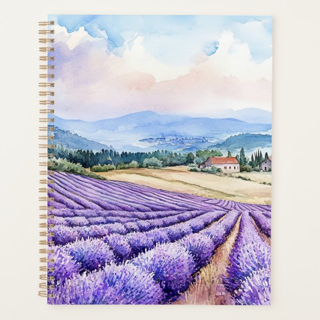 Watercolours serene lavender fields planner (Front)
