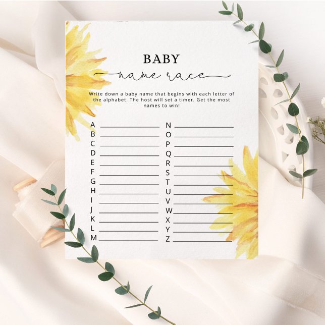 Watercolro sunflower baby name race game (Creator Uploaded)