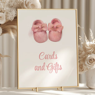 Watercor Pink Shoes Baby Shower Cards and Gifts Poster