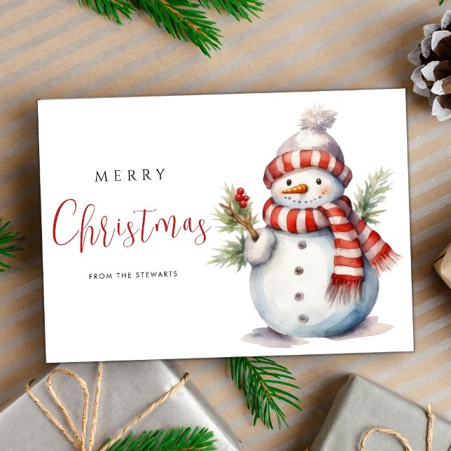 Watercor Snowmen Merry Christmas Modern Holiday Card (Creator Uploaded)