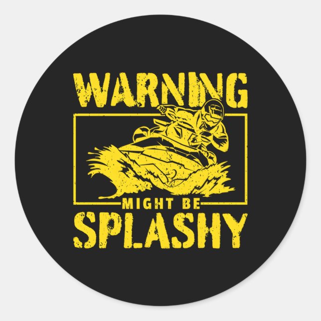 Watercraft Rider I Warning Jet Skiing Classic Round Sticker (Front)