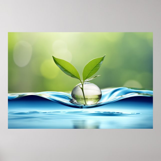 Waterdrop Plant Tranquil Peaceful Nature Poster (Front)