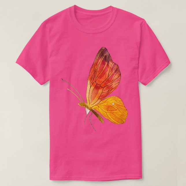Watered and orange color blue butterfly T-Shirt (Design Front)