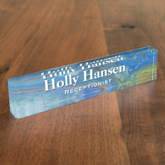 Waterfall Acrylic Flow Art Desk Nameplate (Side)