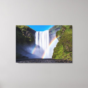 Waterfall and rainbow canvas print