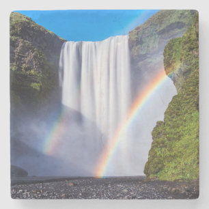 Waterfall and rainbow stone coaster