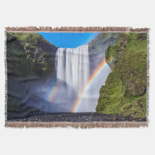 Waterfall and rainbow throw blanket