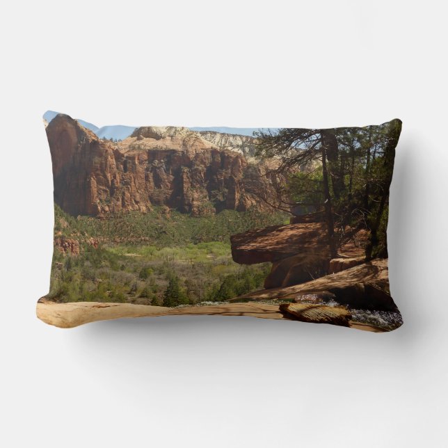 Waterfall at Emerald Pools in Zion National Park Lumbar Cushion (Front)