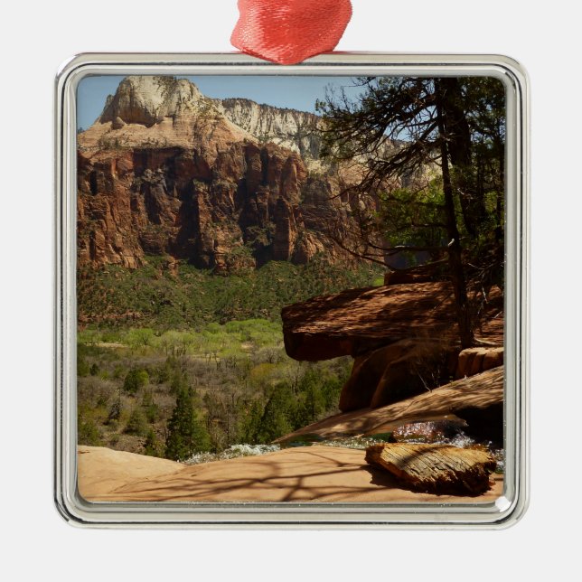 Waterfall at Emerald Pools in Zion National Park Metal Tree Decoration (Front)