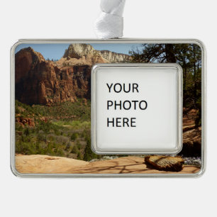 Waterfall at Emerald Pools in Zion National Park Silver Plated Framed Ornament